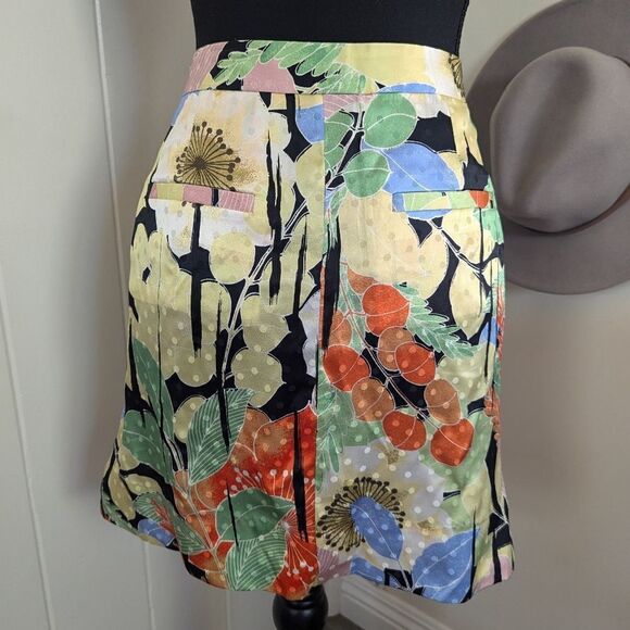 Equipment Femme Delafine Silk Skirt 8 Floral Fairycore Whimsical Bohemian Preppy - Picture 10 of 14